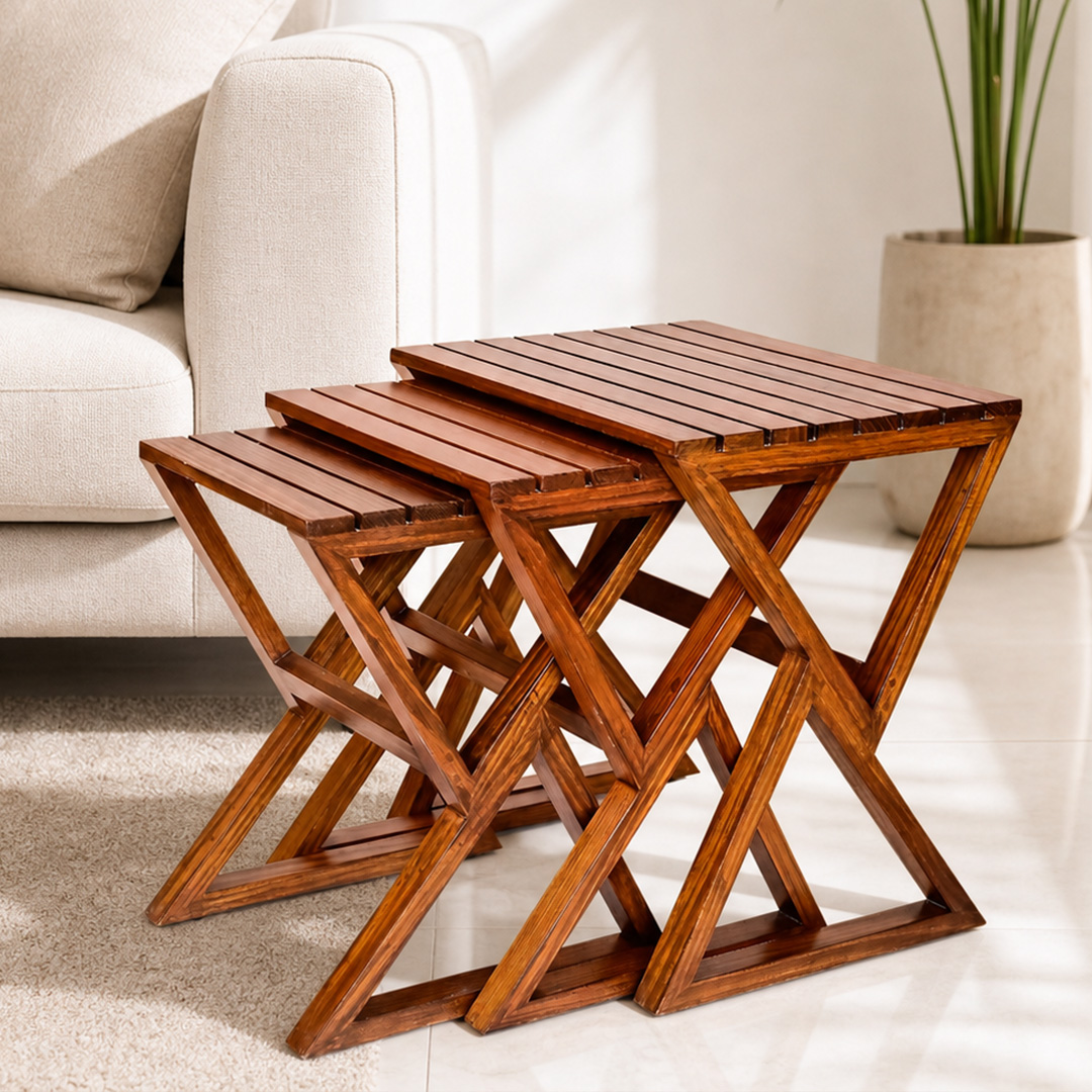 Eaton Nesting Table - Natural Polish (Set of 3)
